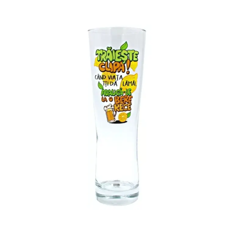 Traieste clipa, pahar bere cu mesaj, 500 ml